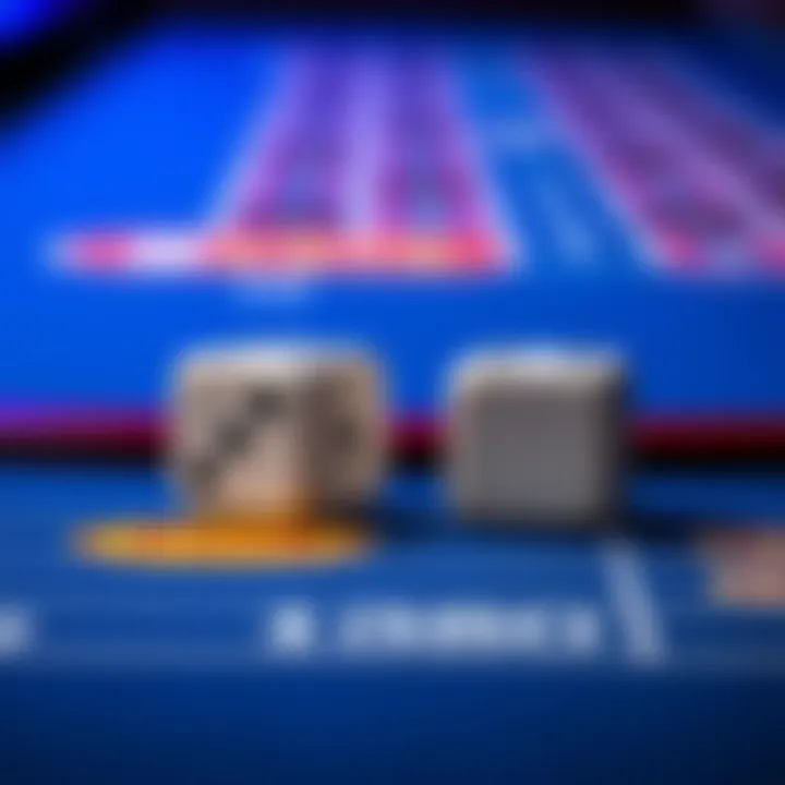 A close-up of two dice on a betting table, highlighting the Pass and Place bet areas