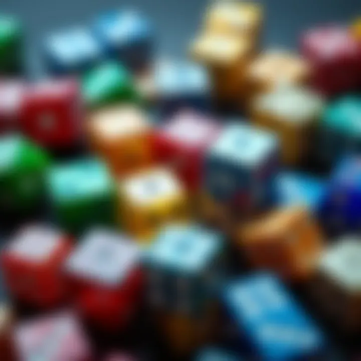 A collection of colorful dice representing different strategies in gaming with a focus on reaching Plat 3.