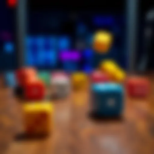 A close-up of colorful dice rolling on a wooden table, symbolizing chance and decision-making in life.