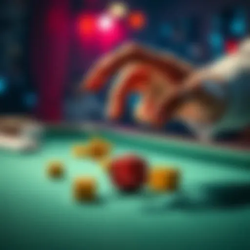 A hand throwing colorful dice onto a table, symbolizing chance and luck in betting