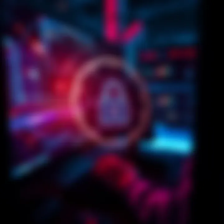 A person using a computer with a digital lock overlay, showing the importance of online security