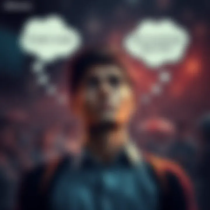 A person pondering a proposal, weighing pros and cons with thought bubbles showing different outcomes.