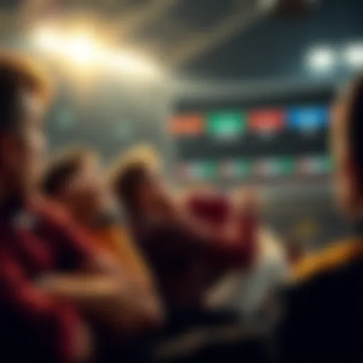 Fans looking frustrated while watching a sports game on TV, showing signs of disappointment with their bets