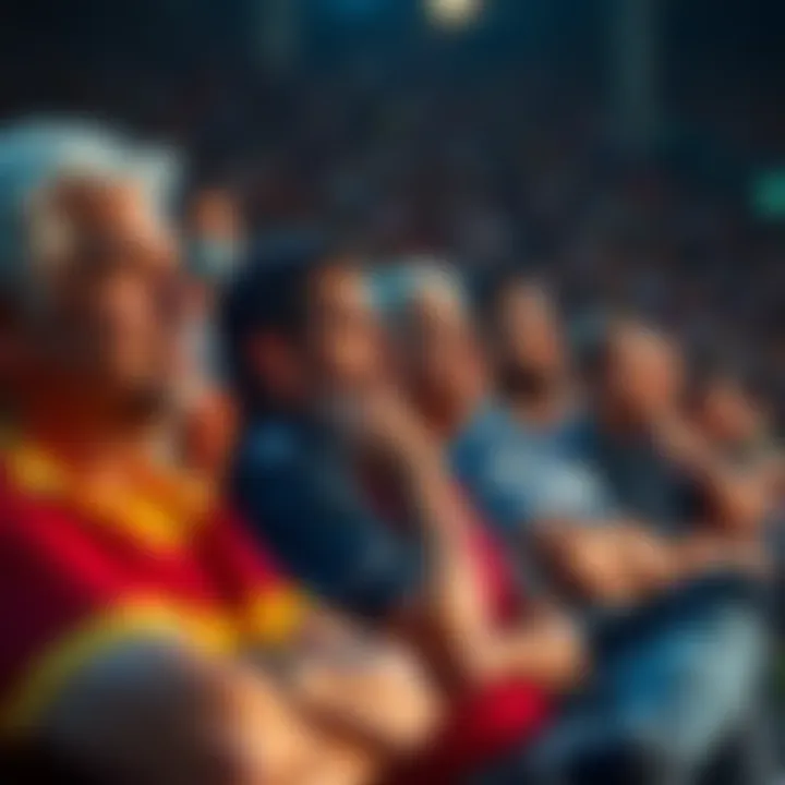 Group of fans showing disappointment while watching an uneven sports match on TV