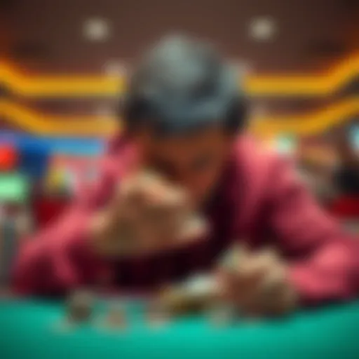 Disappointed gambler counting money A frustrated gambler looking at a small amount of cash after placing large bets