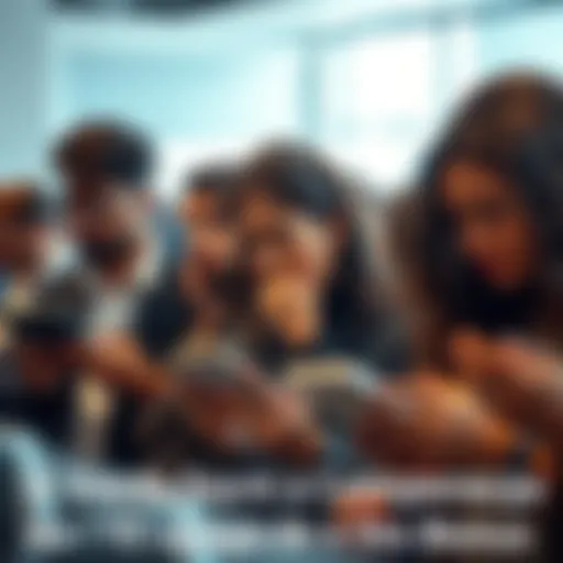 A group of people expressing frustration while reviewing their compensation amounts on devices