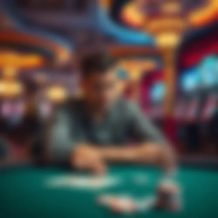 A frustrated poker player sits at a table in a new themed casino, showing disappointment with the experience.