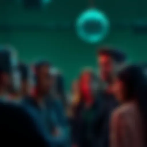 A group of people engaged in a discussion about the behavior of Jake's fans, showing mixed reactions on their faces.