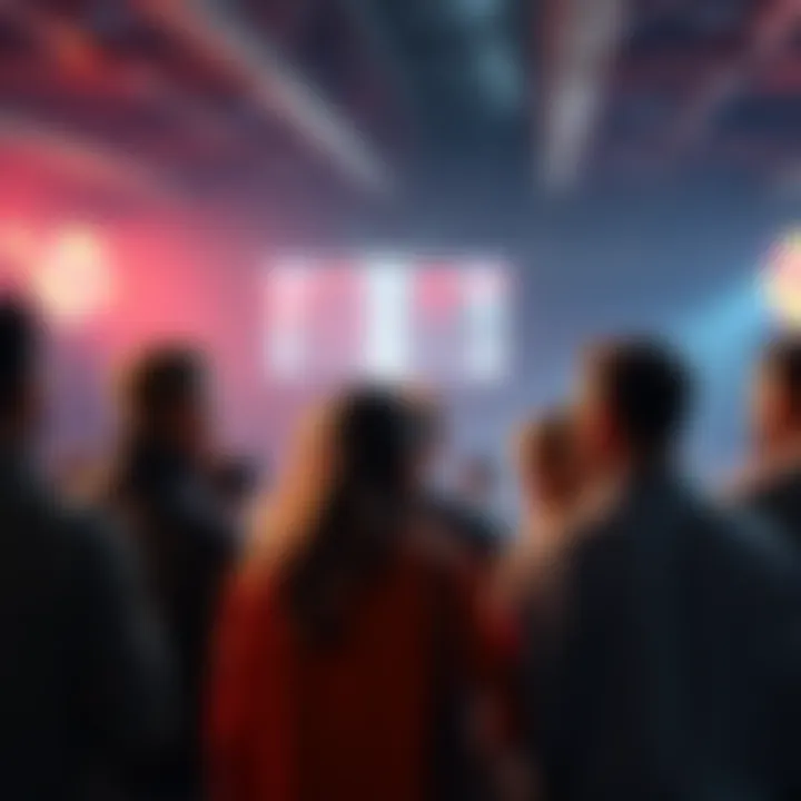 A group of people engaging in conversation about over/under betting predictions for the day.