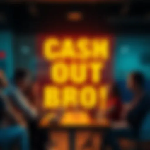 A group of people engaged in a heated discussion about the term 'CASH OUT BRO!' in a casual setting.