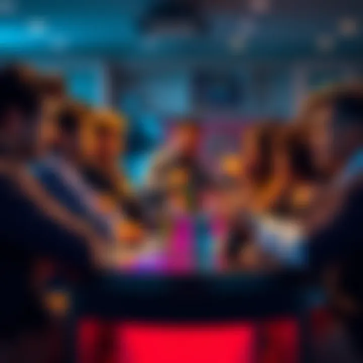 A group of people sitting at a table, sharing their experiences about game losses with serious expressions