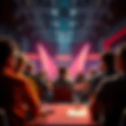 Group of people engaged in a debate about different opinions in a forum setting.