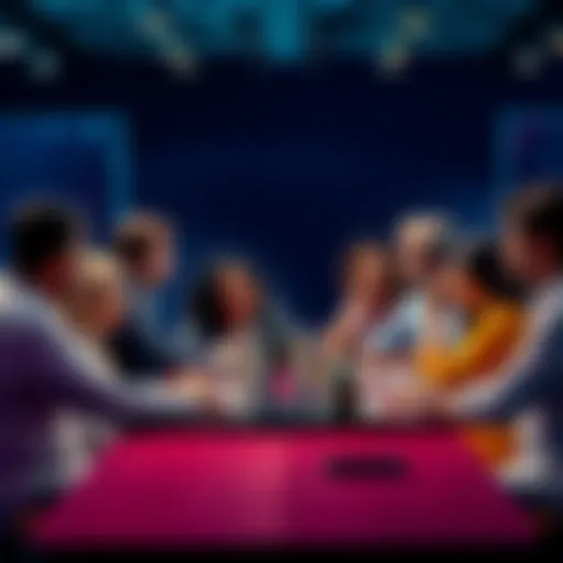 A group of diverse people engaging in a lively discussion around a table, sharing ideas and opinions.