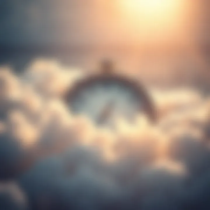A serene clock surrounded by soft clouds, symbolizing God's perfect timing in life.