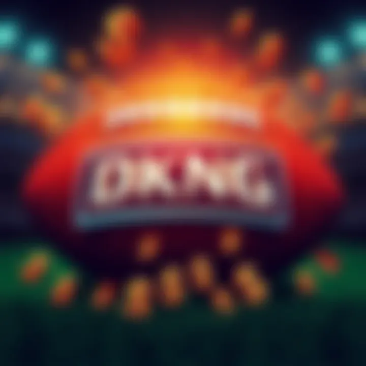 DKNG logo surrounded by football elements and dollar signs, representing the excitement of the Super Bowl and anticipated earnings results.