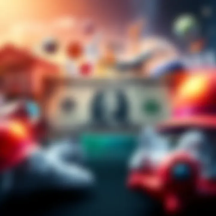 A dollar bill surrounded by images of dreams like a house, travel, and success symbols