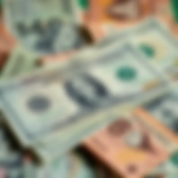 A dollar bill placed on top of Brazilian real banknotes, symbolizing currency exchange issues.