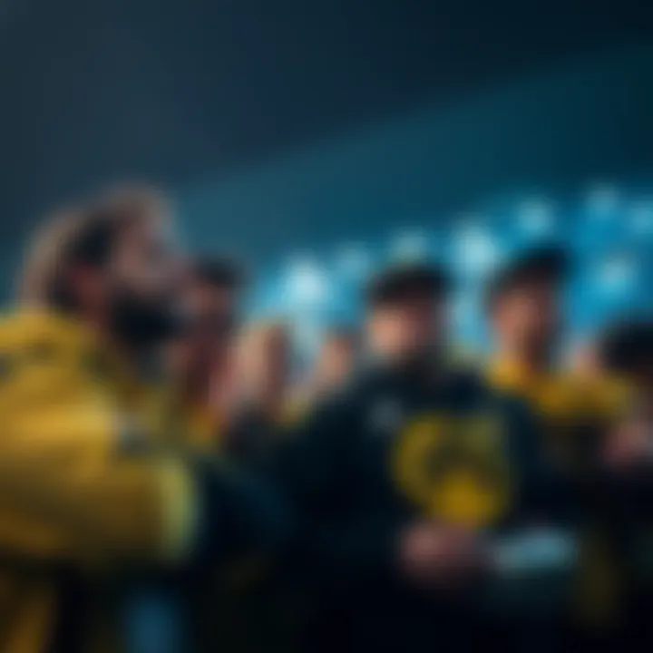Group of Dortmund fans showing disappointment after their team lost, discussing possible future challenges.