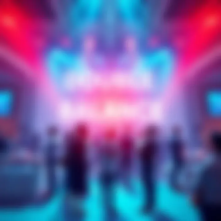 A vibrant poster announcing the Double Balance Event, featuring people engaging and discussing opportunities.