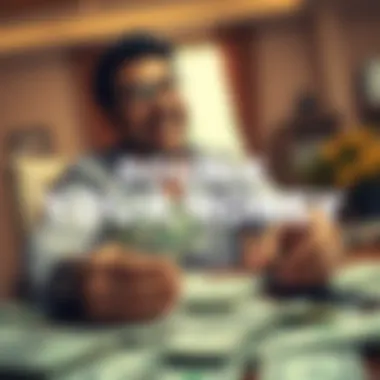 How to Double Your Money A person counting cash and looking excited about doubling their money, with dollar bills spread on a table.