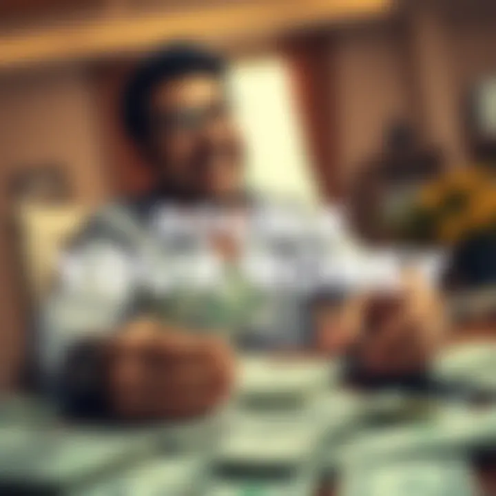 How to Double Your Money A person counting cash and looking excited about doubling their money, with dollar bills spread on a table.