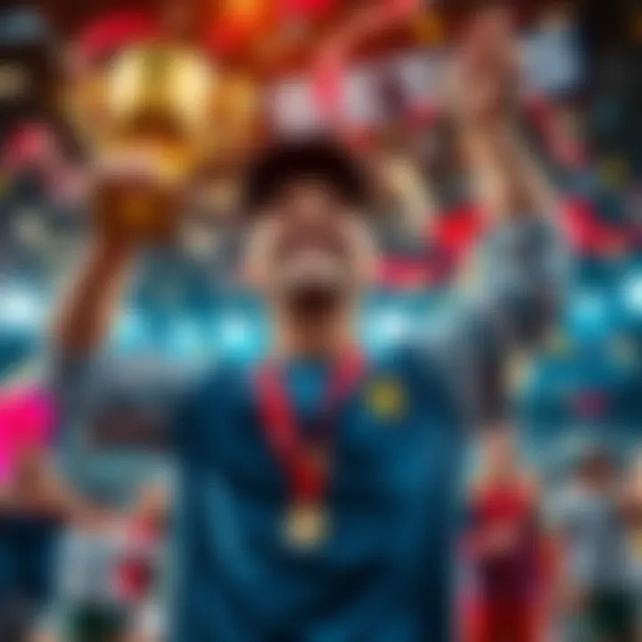 A person celebrating two betting wins with a trophy and confetti in the background