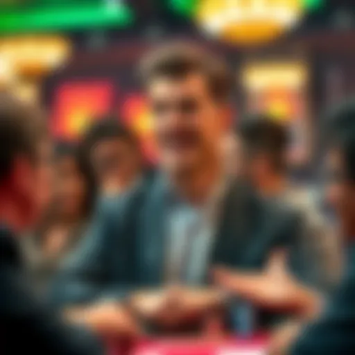 Doug Polk passionately discussing his views on poker, surrounded by engaged listeners.