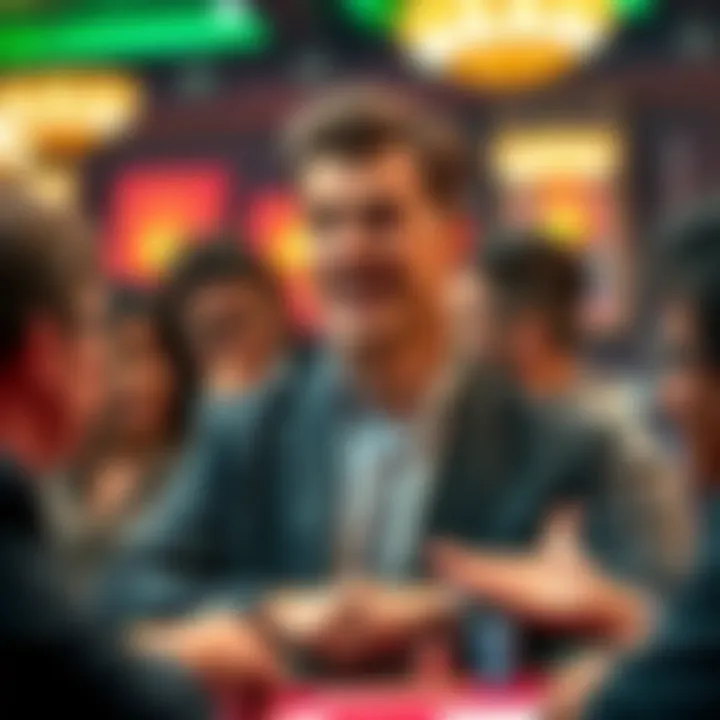 Doug Polk passionately discussing his views on poker, surrounded by engaged listeners.