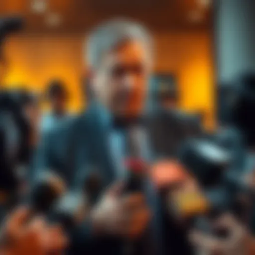 Doug addressing the media about the 54o scandal and its impact on public opinion