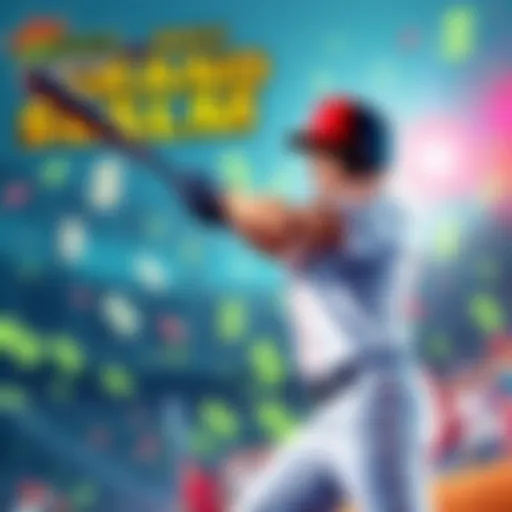 Illustration of a baseball player hitting a home run with dollar signs in the background, promoting DraftKings Daily Grand Slam.