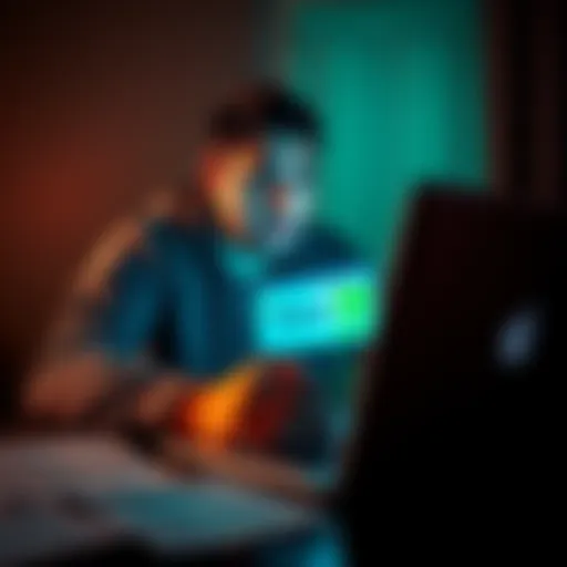 A person looking concerned while reviewing a DraftKings account on a laptop with financial statements around them