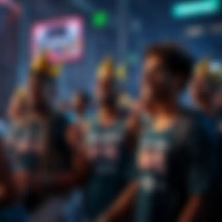 People participating in DraftKings King of the Court event, showing their favorite basketball players for betting