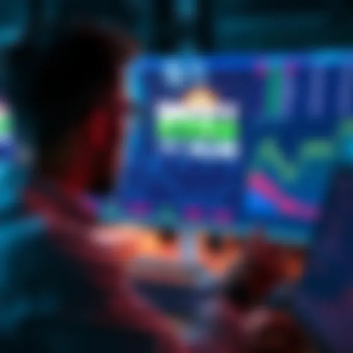 A person analyzing stock options data on a computer screen with DraftKings logo visible