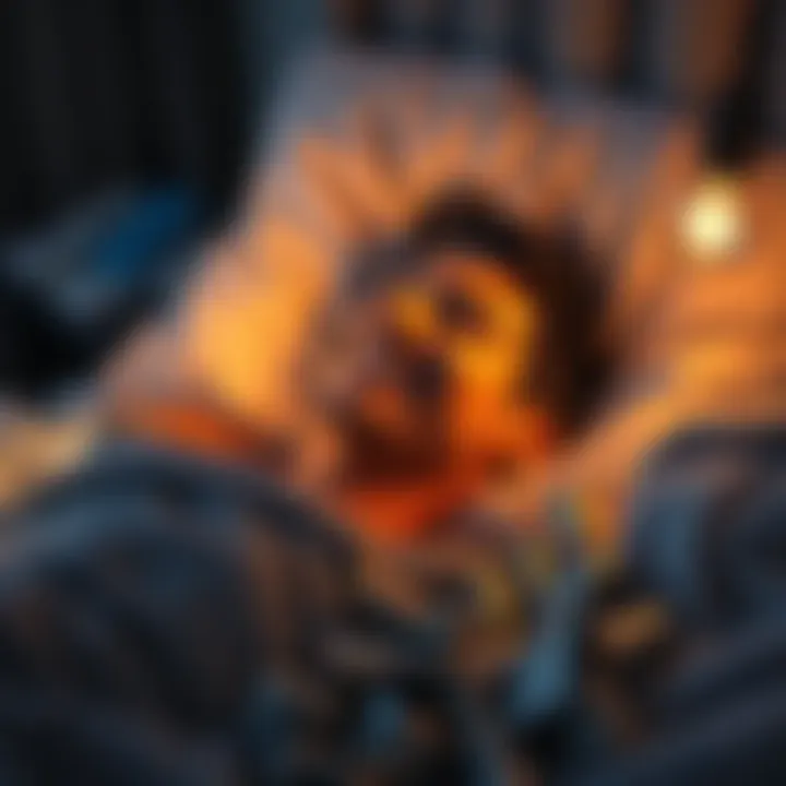 A person waking up with a smile, surrounded by money and luxury items, representing the dream of being a millionaire.