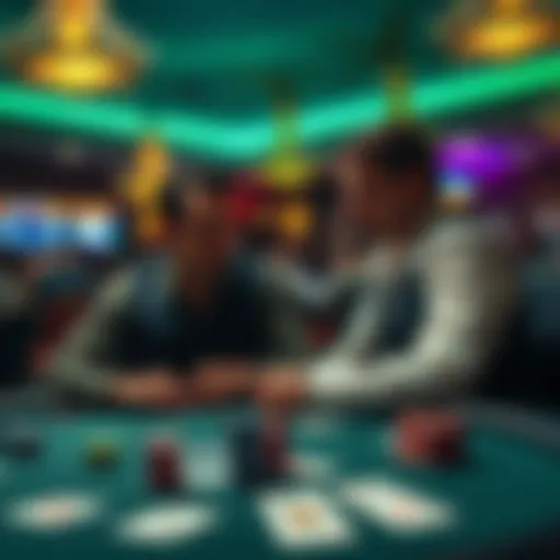 A dual citizen, American and Irish, playing poker at a casino, contemplating tax implications and cash limits when returning home.