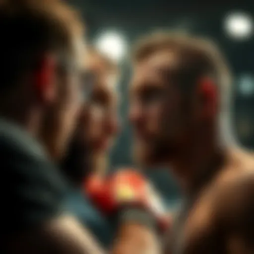 Dustin Jacoby coaching Cody Brundage before his fight in Australia, focused and determined