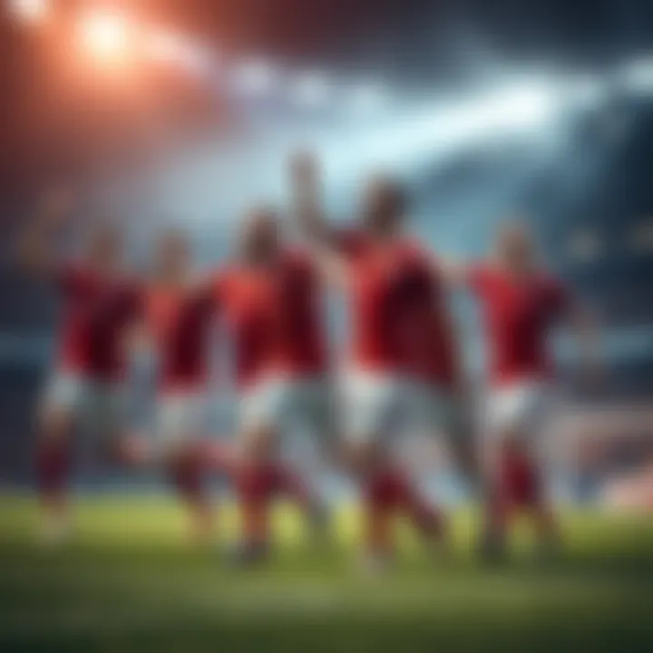 The Dutch national soccer team celebrates after scoring a goal during a match
