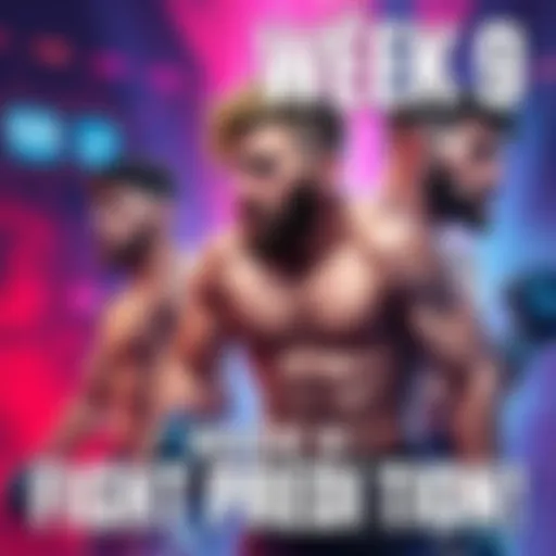 Illustration of fighters preparing for their matches in DWCS week 9, emphasizing Zaynukov and other competitors