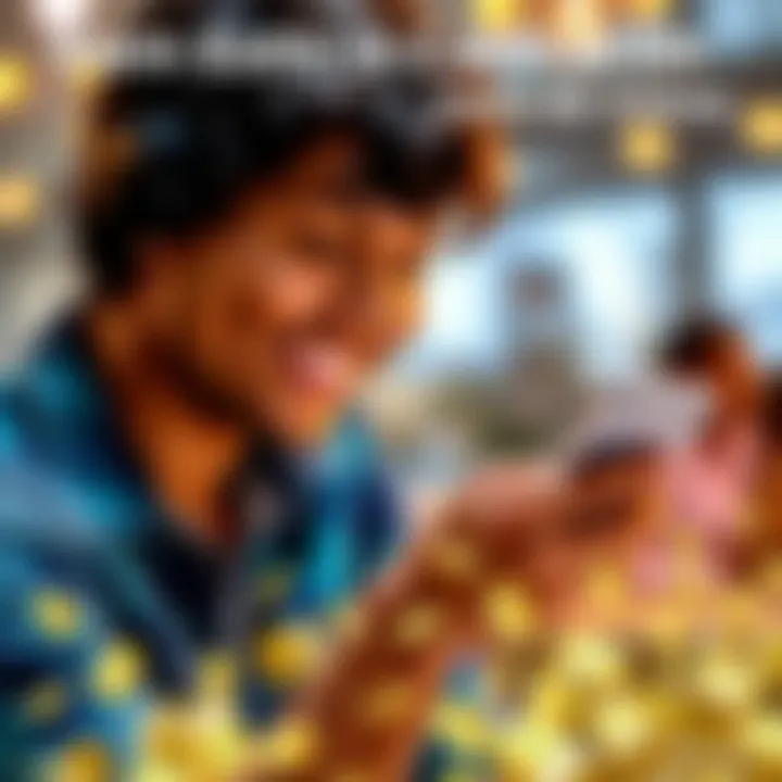 Earn Extra Cash with Varo and Chime A person smiling while using a phone, showing bank apps for Varo and Chime, with cash and dollar signs in the foreground.