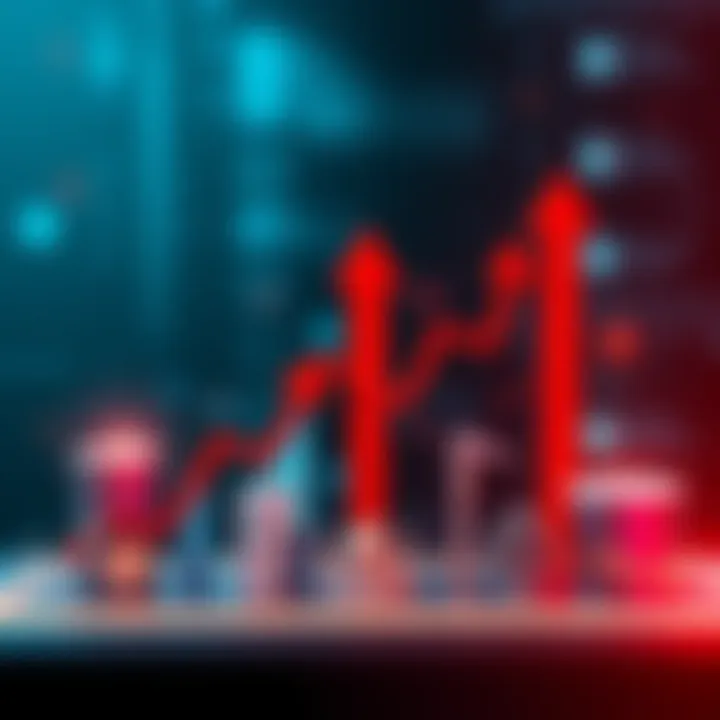 A graph showing the rise of business opportunities in Italy, with upward arrows and symbols of various industries, including technology and finance.