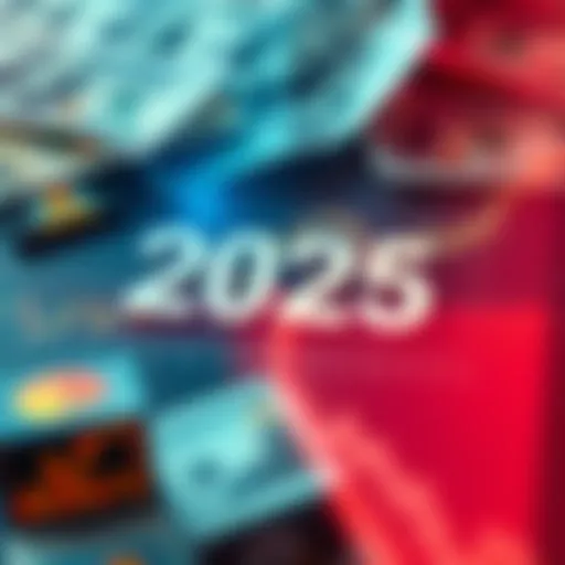 A graphic showing graphs and charts representing economic changes in 2025, with dollar bills in the background.