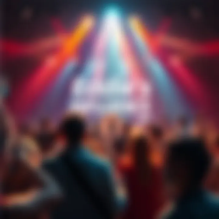 A vibrant music scene with people enjoying a live performance, showcasing Eddie's impact on contemporary culture.