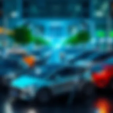 Electric Vehicles Investment A collage of electric vehicles showcasing various models in an urban setting, highlighting investment opportunities in green technology.