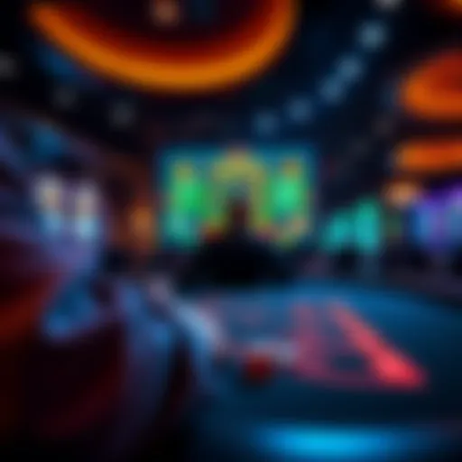 A person playing electronic blackjack at a casino, focused on the screen with chips in front of them.