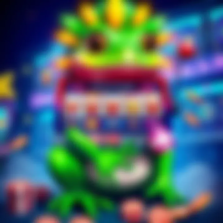 An illustration of the Elvis Frog TrueWays slot machine with colorful graphics and a jackpot display