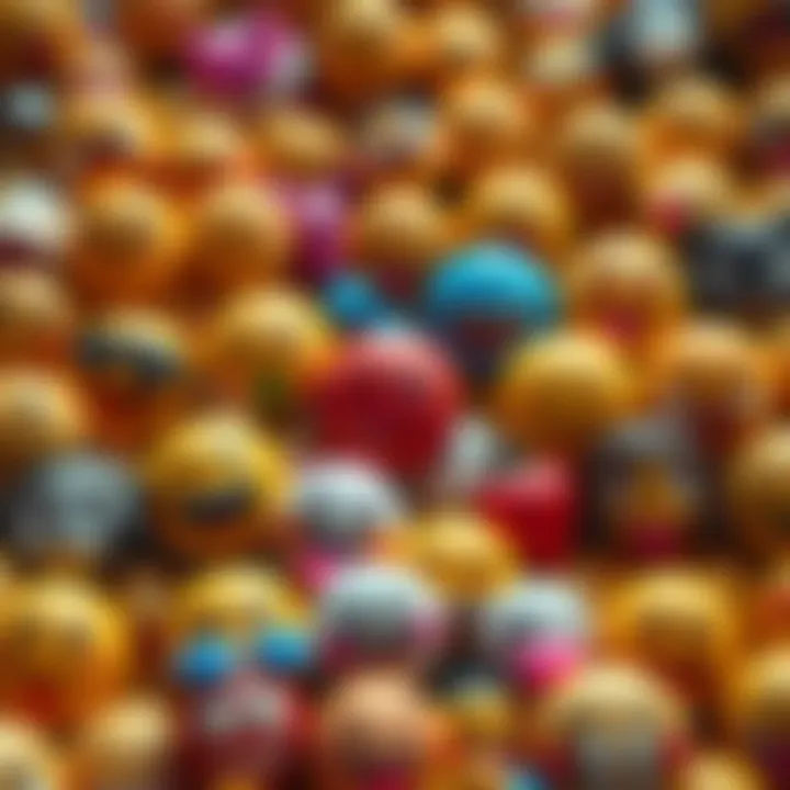 A colorful collection of various emojis representing emotions and expressions used in digital communication