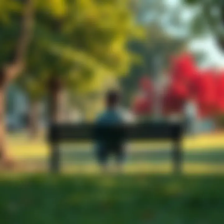 A person sitting on a bench in a park, looking contemplative while surrounded by nature, symbolizing the path to emotional healing.