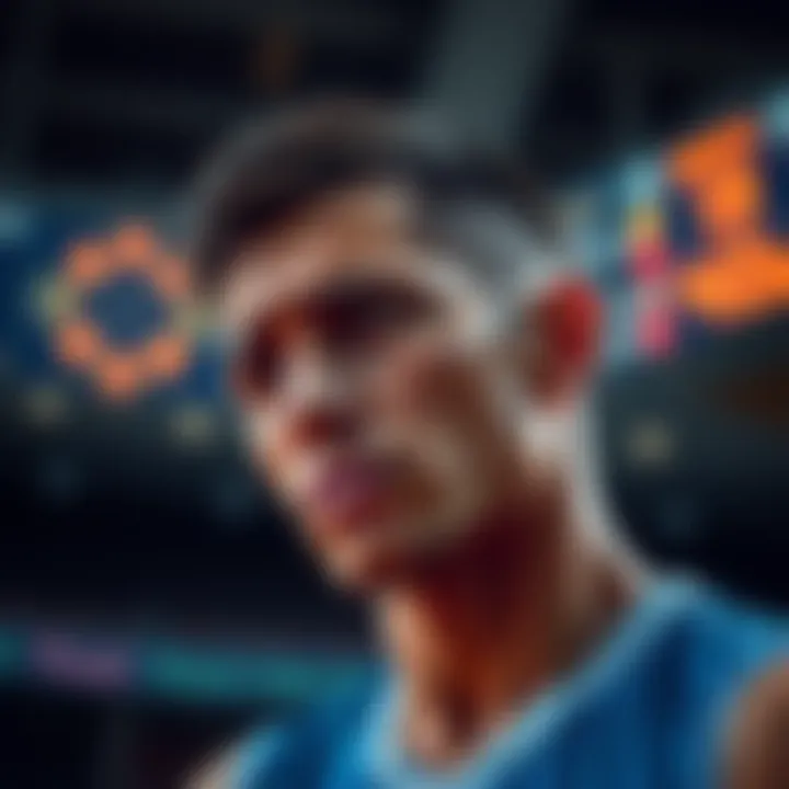 A close-up of a defeated athlete reflecting on a close loss, showing frustration and determination, with a scoreboard in the background indicating a narrow defeat.