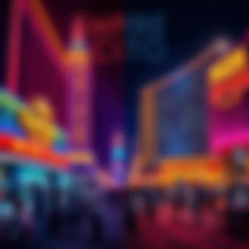 Side by side view of Empire City and MGM Grand casinos with people enjoying games and entertainment