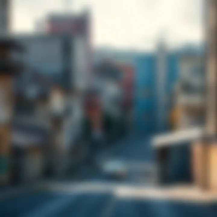 A view of deserted urban areas with dilapidated buildings and empty streets, symbolizing social and economic emptiness.